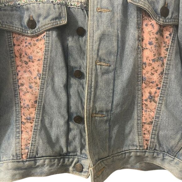 Vintage Zena Denim Jacket Floral Pink Women’s Size Large Made USA RARE - Picture 12 of 16